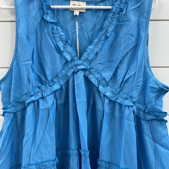 BiBi Blue Sleeveless Ruffle Blouse - Picture 4 of 4